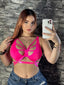 Butterfly Neon Pink Crop Top